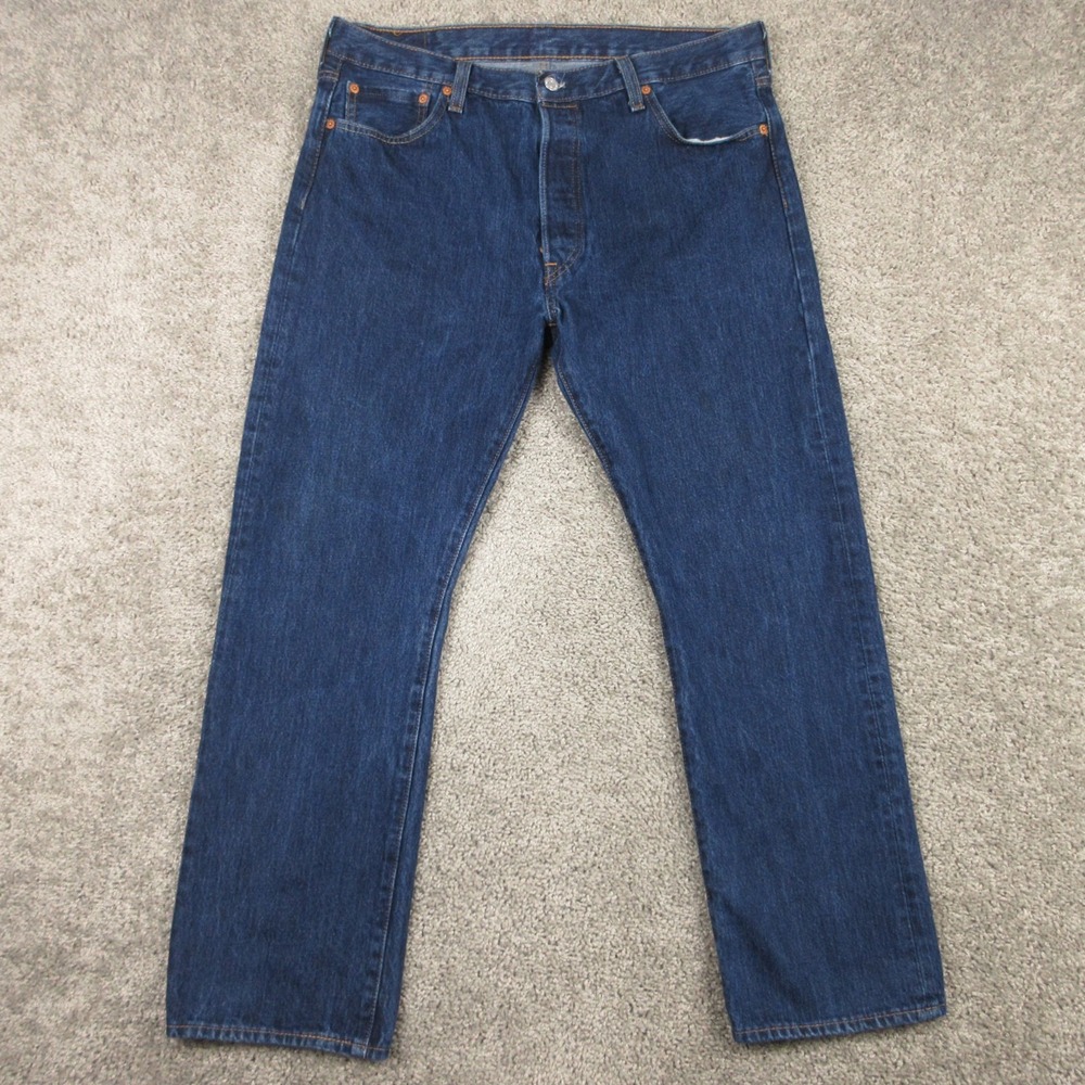 Levis Jeans Mens 36x30 Blue 501 Button Fly Original Straight Dark Denim Pants
